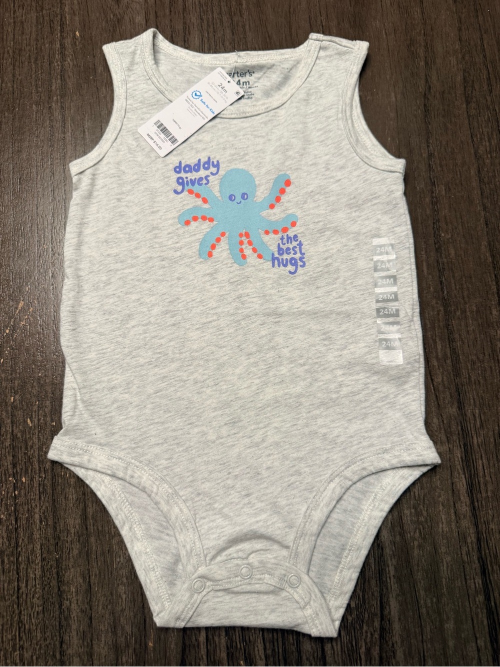 Carter's Light Gray Tank One-Piece with Teal & Coral Octopus Graphic